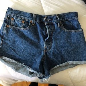 Levi dark wash denim shorts